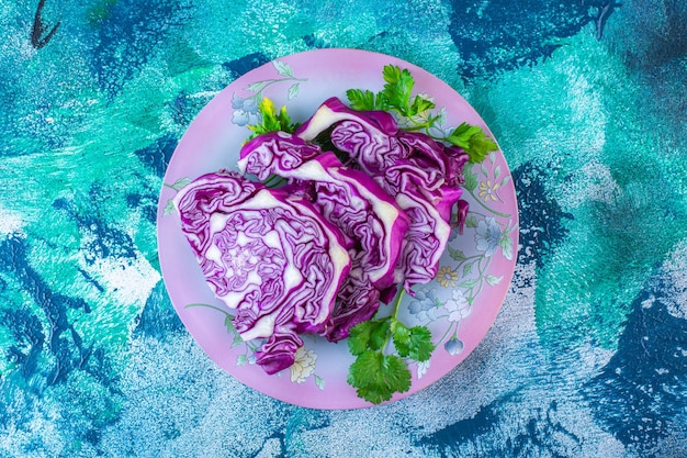 Red cabbage and parsley on a plate 