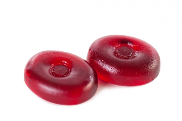 Red candies isolated on a white  