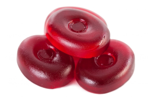 Red candies isolated on a white  