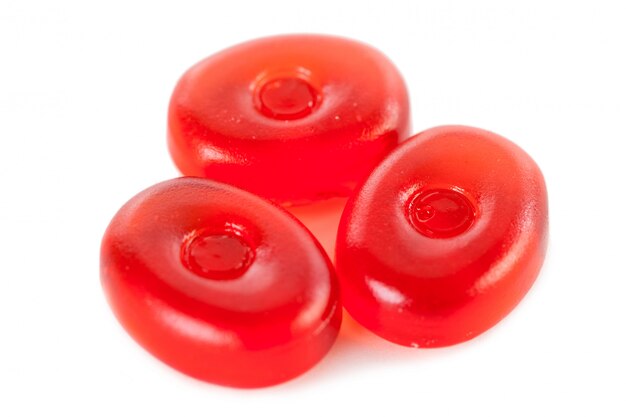 Red candies isolated on a white  