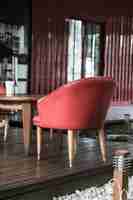 Free photo red chair and table in cafe