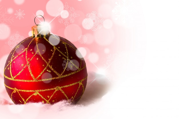 Red christmas balls with bokeh background