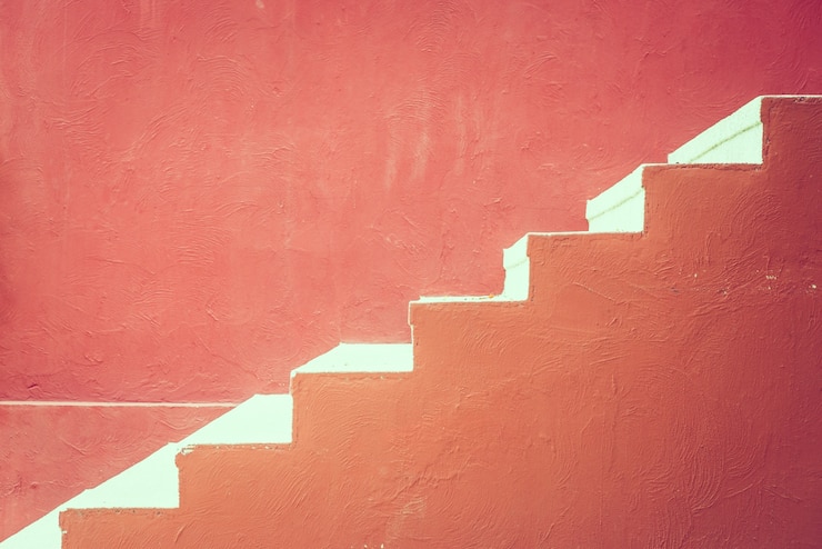 Free Photo red concrete staircase