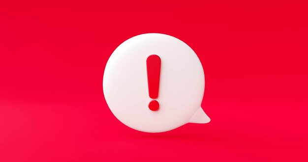 Red danger alert notification reminder icon chat message bubble symbol background 3d illustration