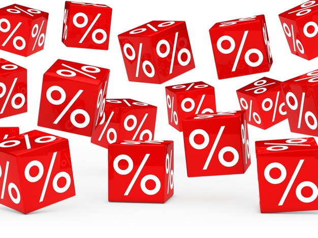 Red dice with percentages