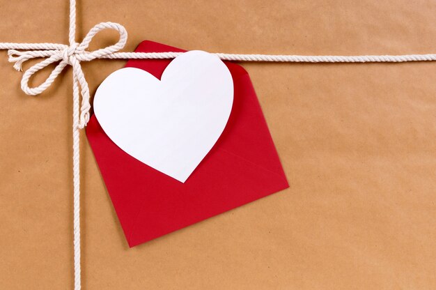 A red envelope with a heart