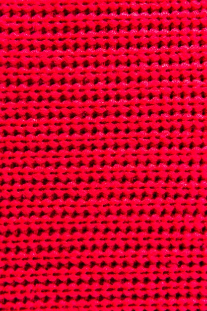 Red fibers with knitted pattern