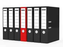 red file surrounded by black files