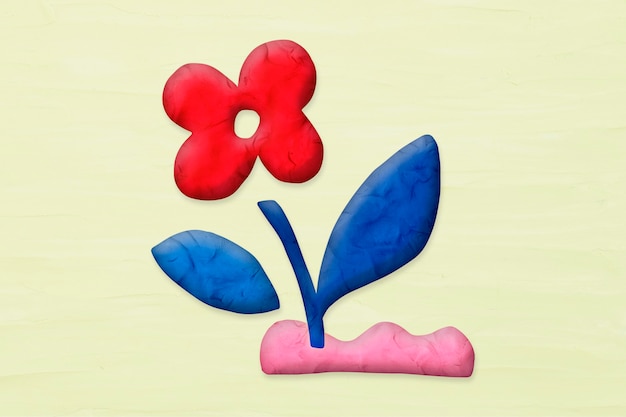 Free photo red flower in plasticine clay style