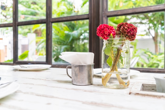 red flowers decoration on table