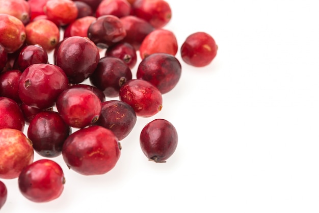 Red fruits on a white background