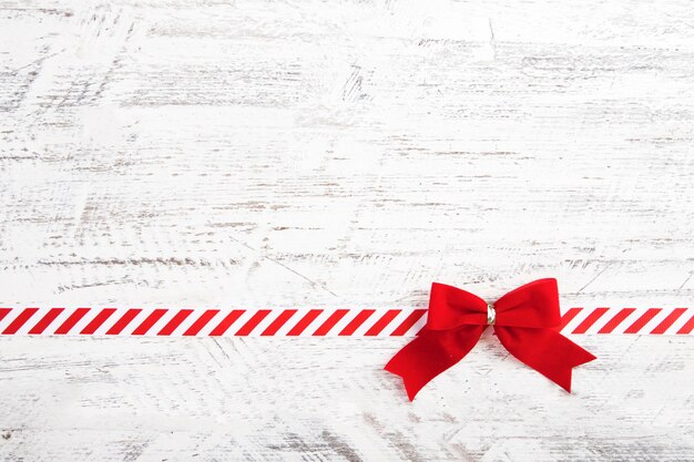 Red gift bow with ribbon 