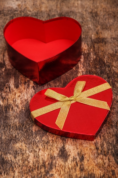 Free photo red gift box in heart shape