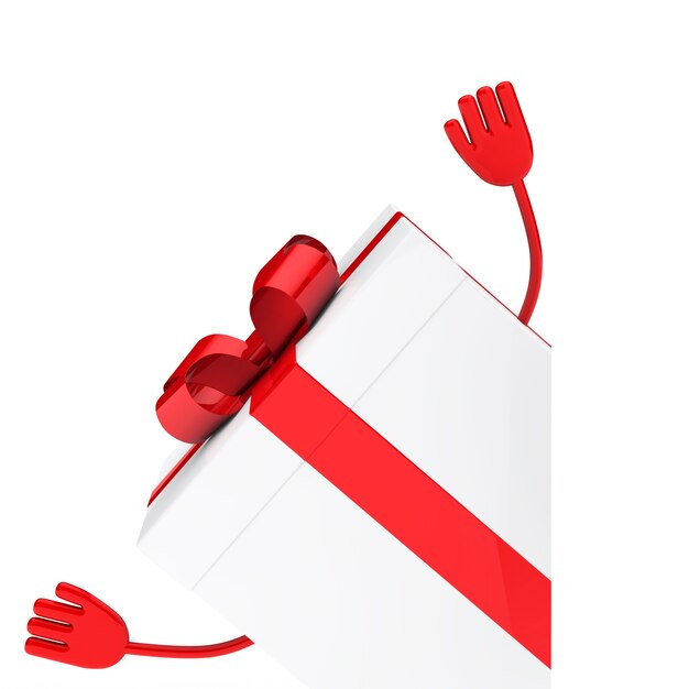 Red gift with arms