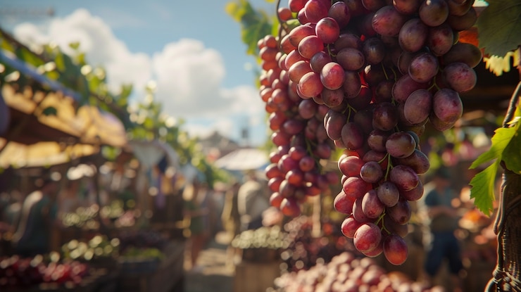 Free Photo red grapes in the vineyard  cinematic style