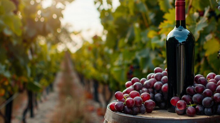 Free Photo red grapes in the vineyard