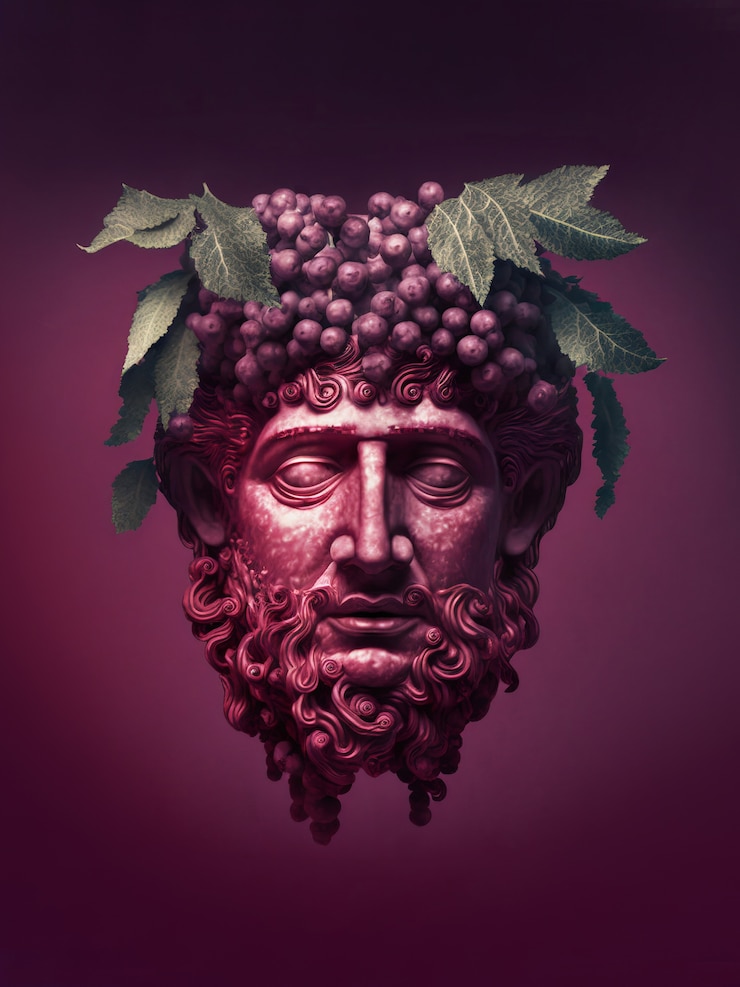 Free Photo red greek god head with grapes