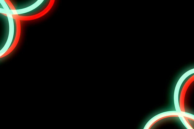 Red and green neon curved design on the corner of black background