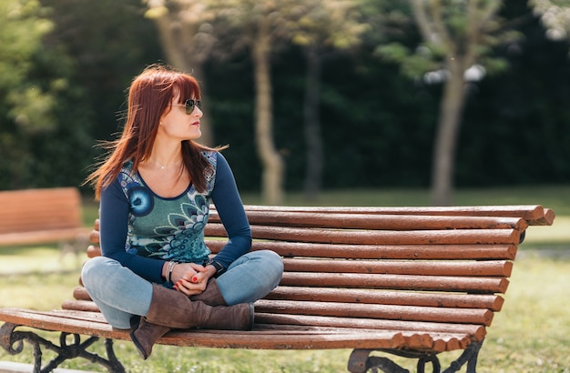 Hawt woman in public park