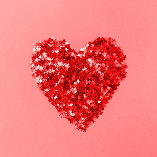 Red heart from confetti