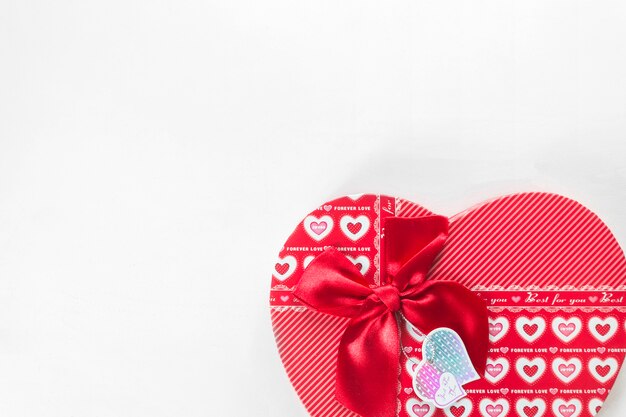 Red heart giftbox on white background