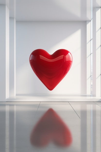 Красное сердце в помещении