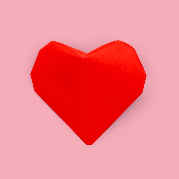 Red heart paper hand craft element