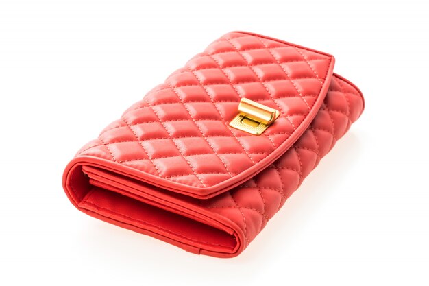 Red leather women wallet