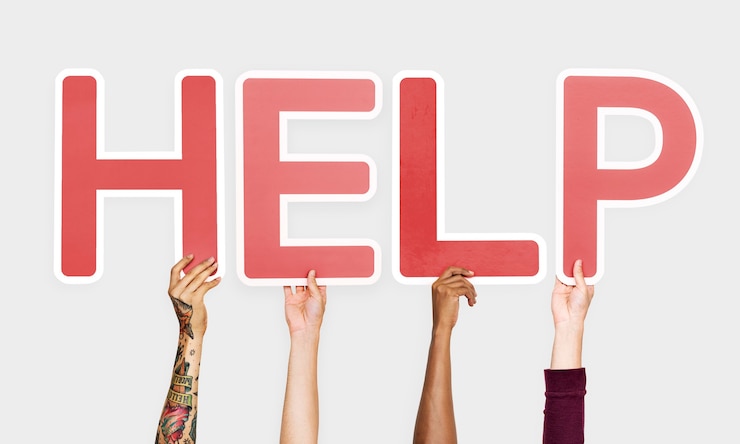 Free Photo red letters forming the word help