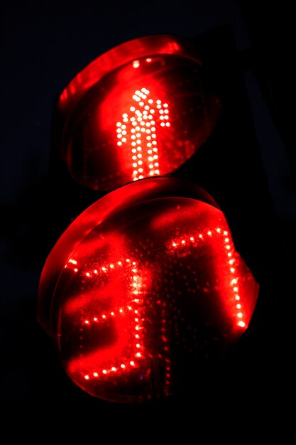 Red light sign for pedestrian crossing in the city