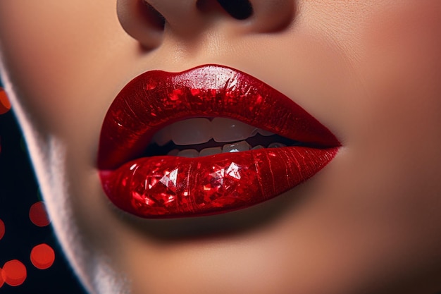 Free photo red lips shiny close up beauty fashions