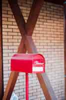 Free photo red mailbox postbox and letter inside