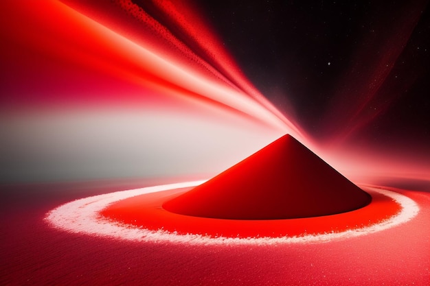 Free photo a red mound of sand with a light on it