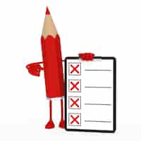 Free photo red pencil holding a negative list