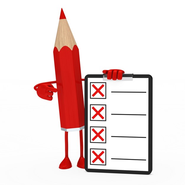 Red pencil holding a negative list