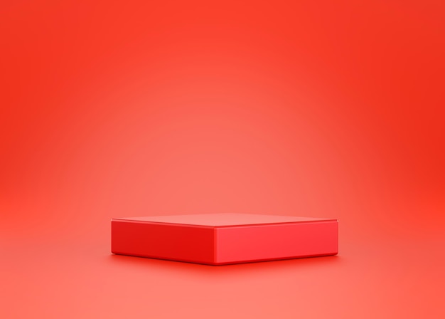 Red podium pedestal minimal product display abstract background 3D illustration empty display scene presentation for product placement