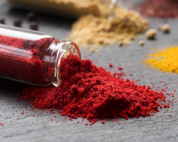 Red powder in container