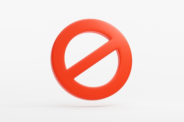 Красный запрещенный знак без значка предупреждения или стоп-символа опасности безопасности 3D иллюстрация