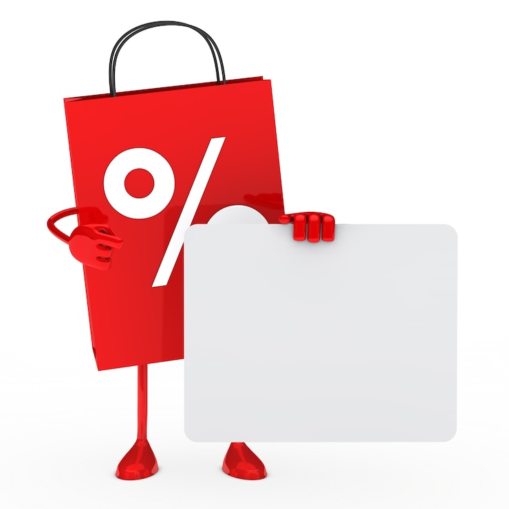 Free Photo red purchase bag with a sign