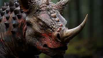 Free photo red rhinoceros in the forest