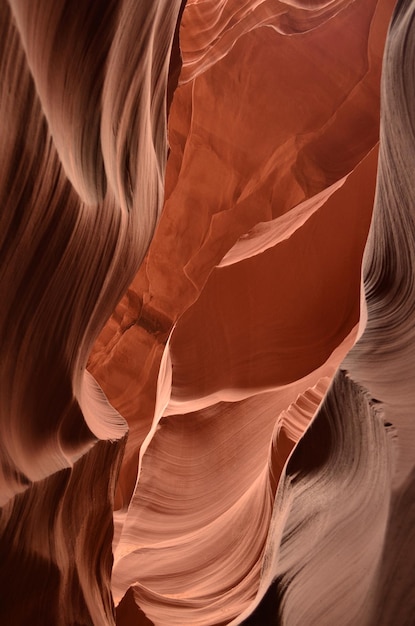 Red rock pattern and texture on the walls of a canyon.