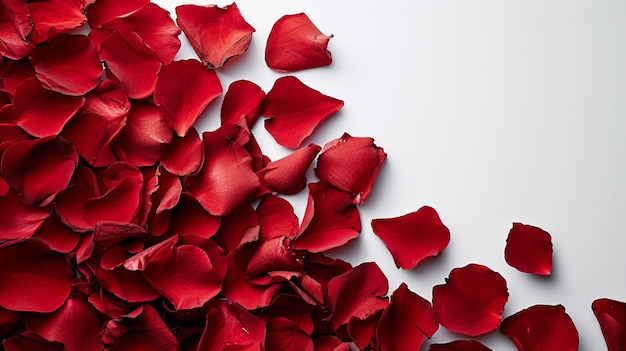 Free photo red rose petals on white background