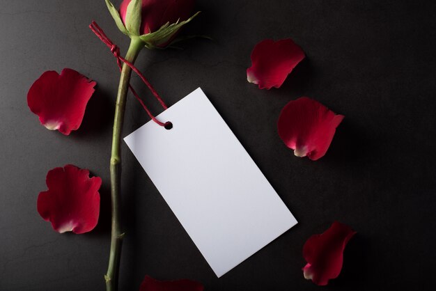 Red Rose with white card