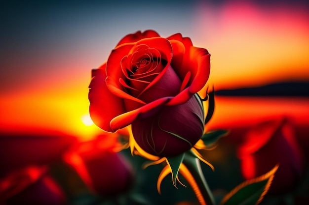 Free photo red roses in the sunset wallpapers