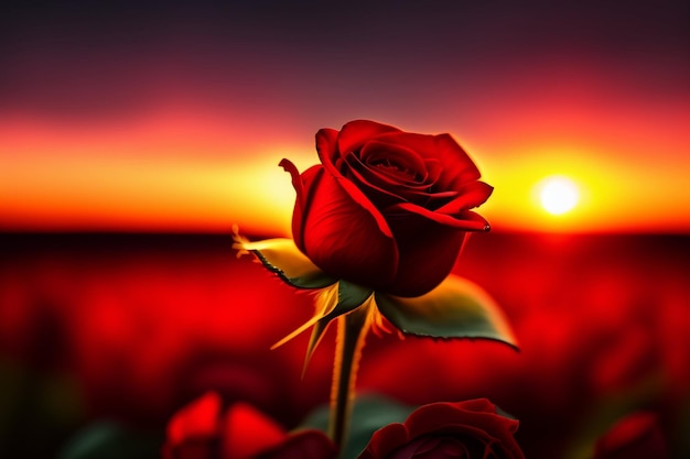 Foto gratuita rose rosse negli sfondi del tramonto