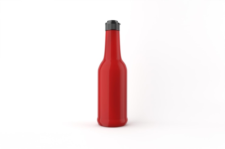 Free Photo red sauce bottle on white background