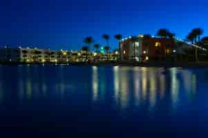 Free photo red sea resort at night