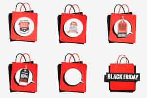 Free photo red shopping bag with black friday offers