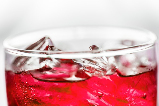 Red soda drink macro shot