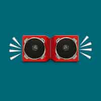 Free photo red speakers and blue background